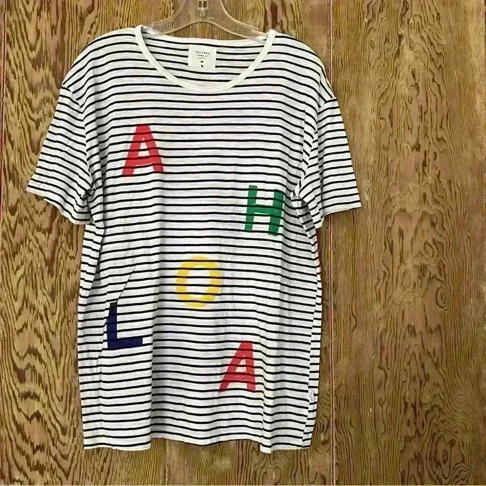 Salvage Public Aloha Stripe T Shirt-Large